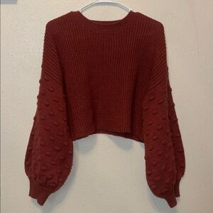 Rusty Pink Textured Sleeve Sweater